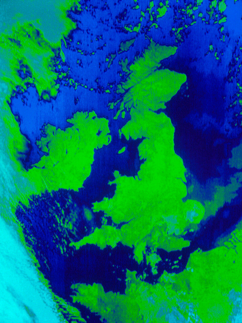 Weather satellite image of Great Britain