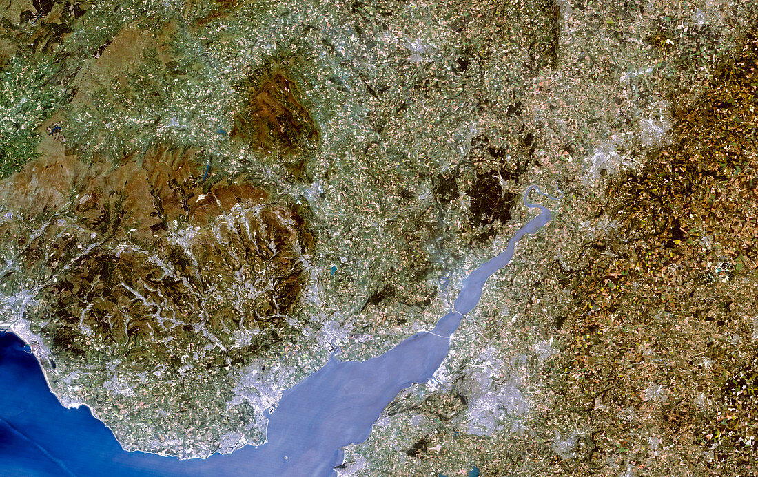 True-colour satellite image of Severn estuary,UK
