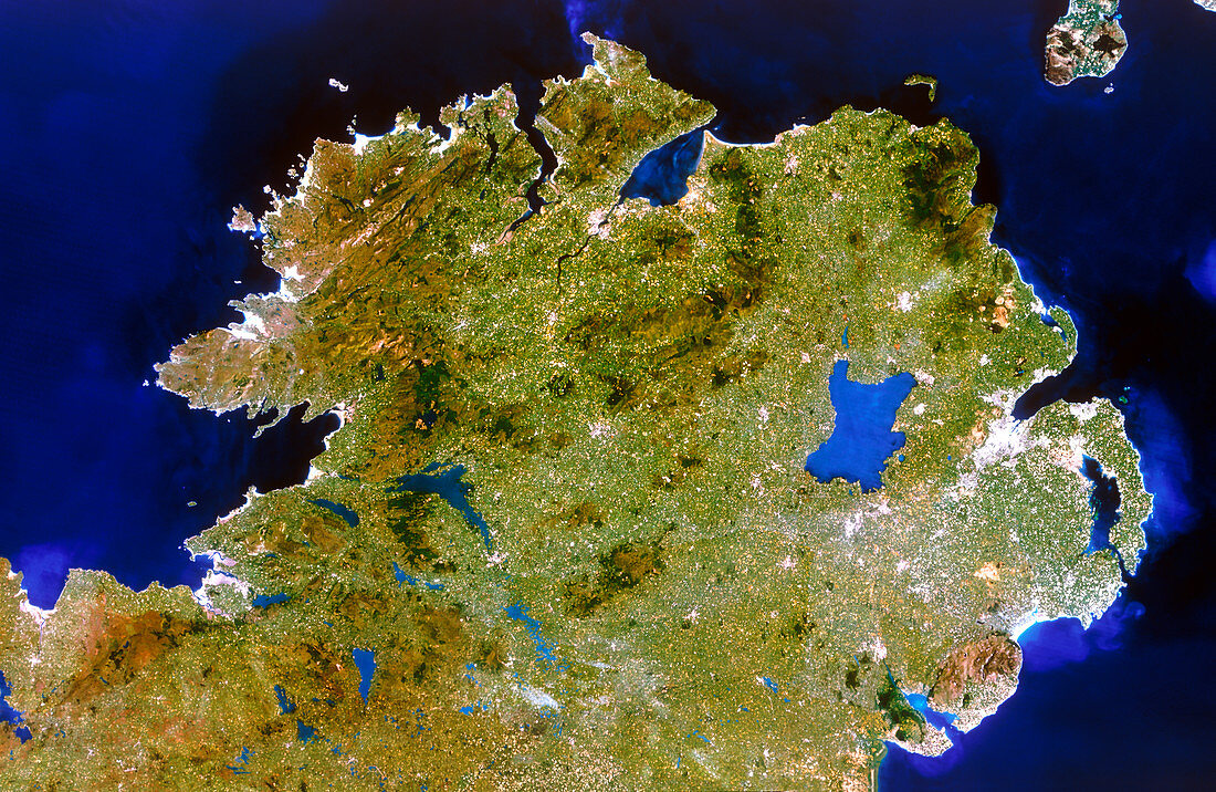 True-colour satellite image of Ulster,Ireland