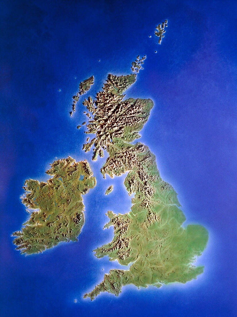 Relief map of the United Kingdom and Eire