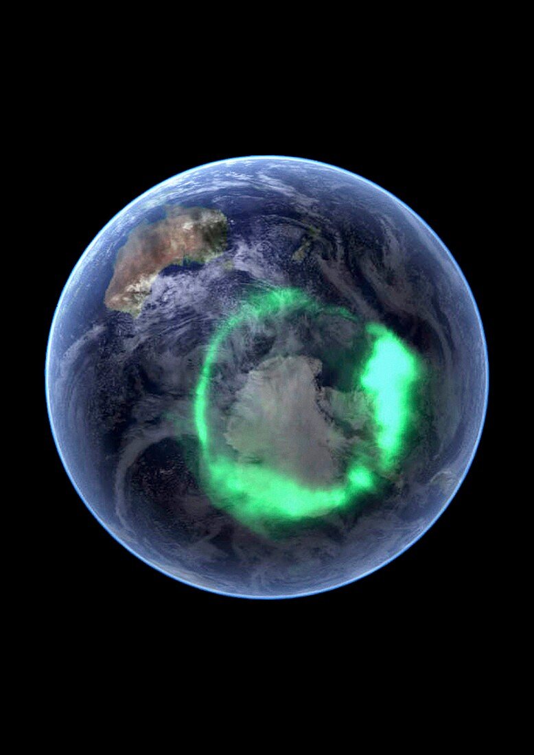 Aurora over Antarctica,satellite image