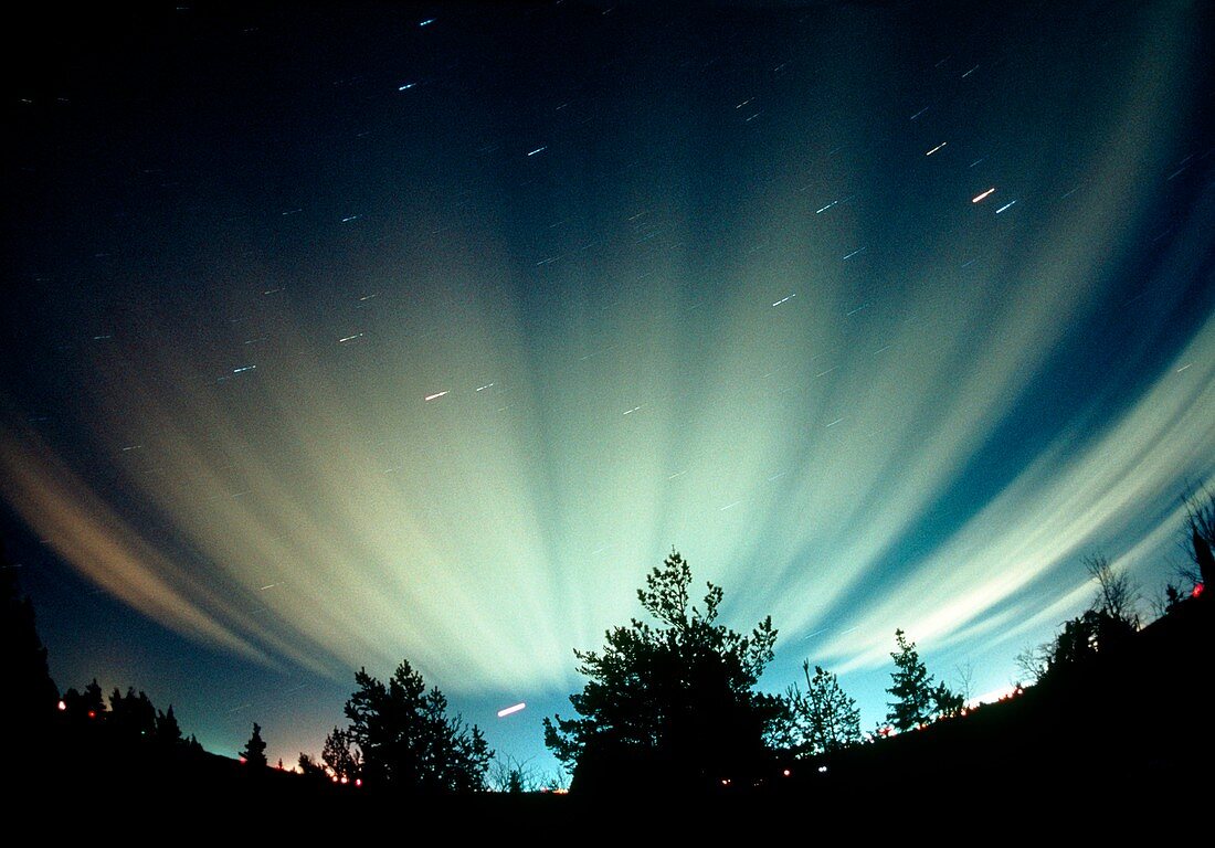 Fisheye lens photograph of the aurora borealis