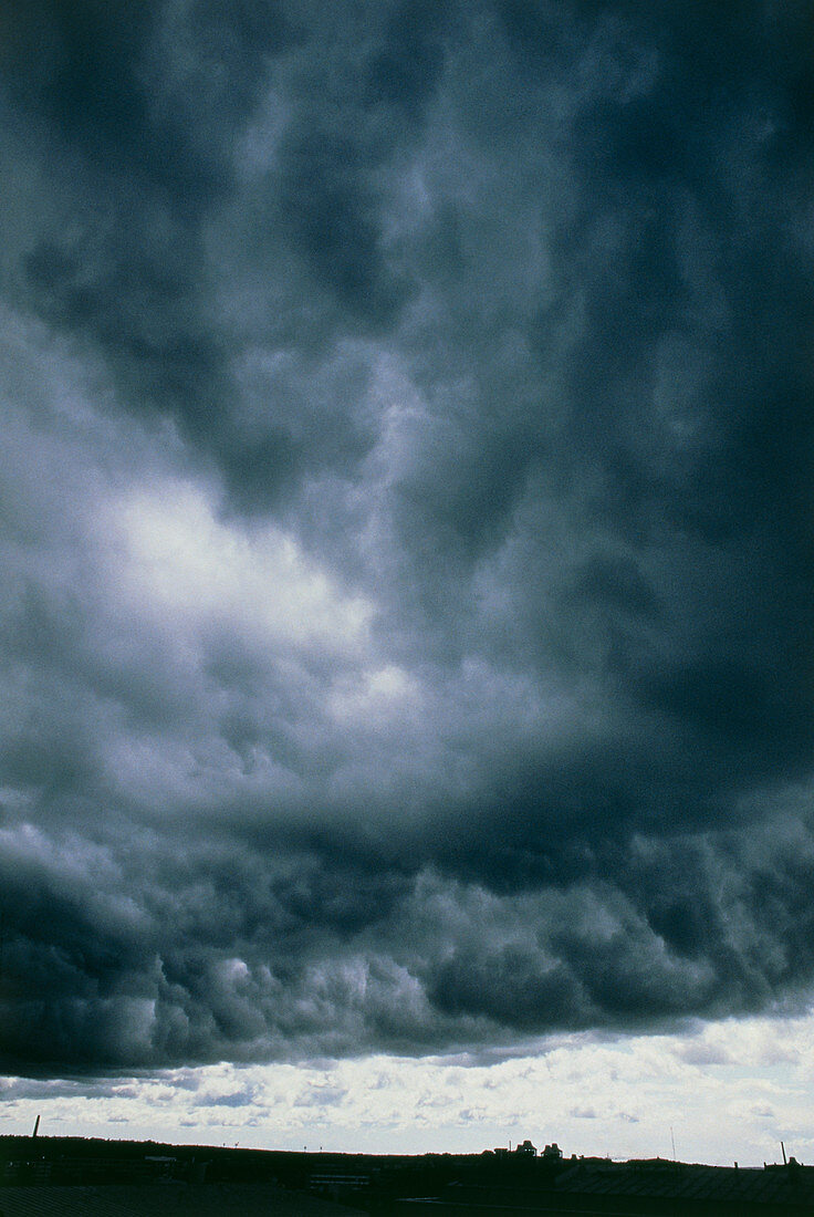Cumulonimbus storm cloud seen from below