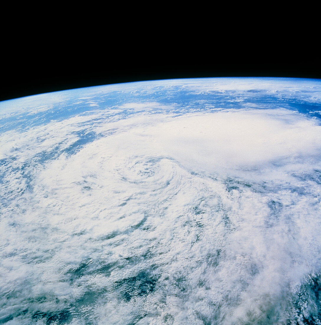 Cloud swirl from tropical storm Javier,STS-46