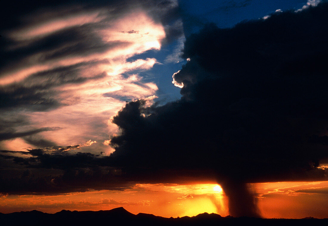 Cumulonimbus storm near Phoenix,USA at sunset