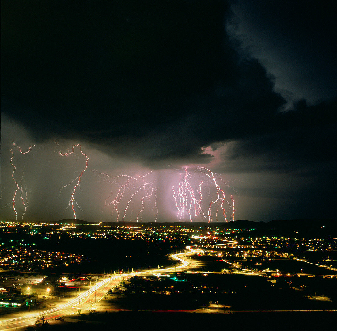 Lightning storm over Tucson,Arizona