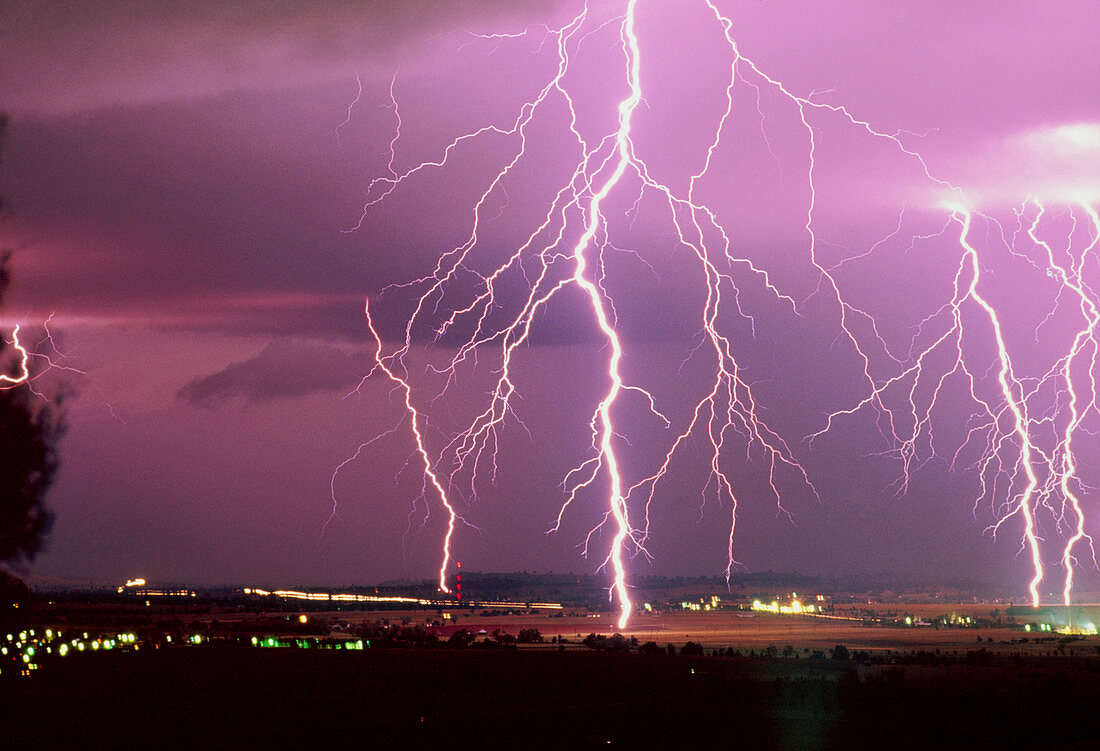 Multiple cloud-to-ground lightning strikes