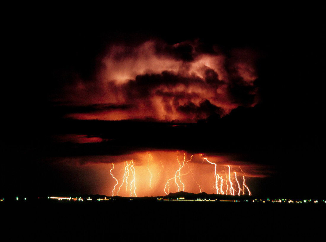 Thunderstorm at night near Tucson