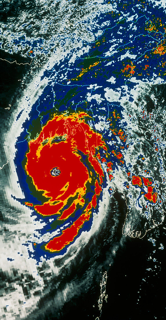 Infrared NOAA image of 1991 typhoon,Bangladesh