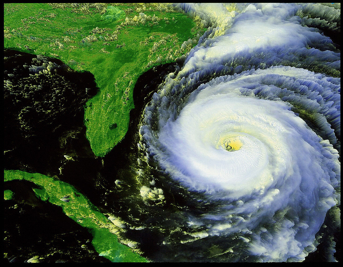 Satellite view of hurricane Fran near USA