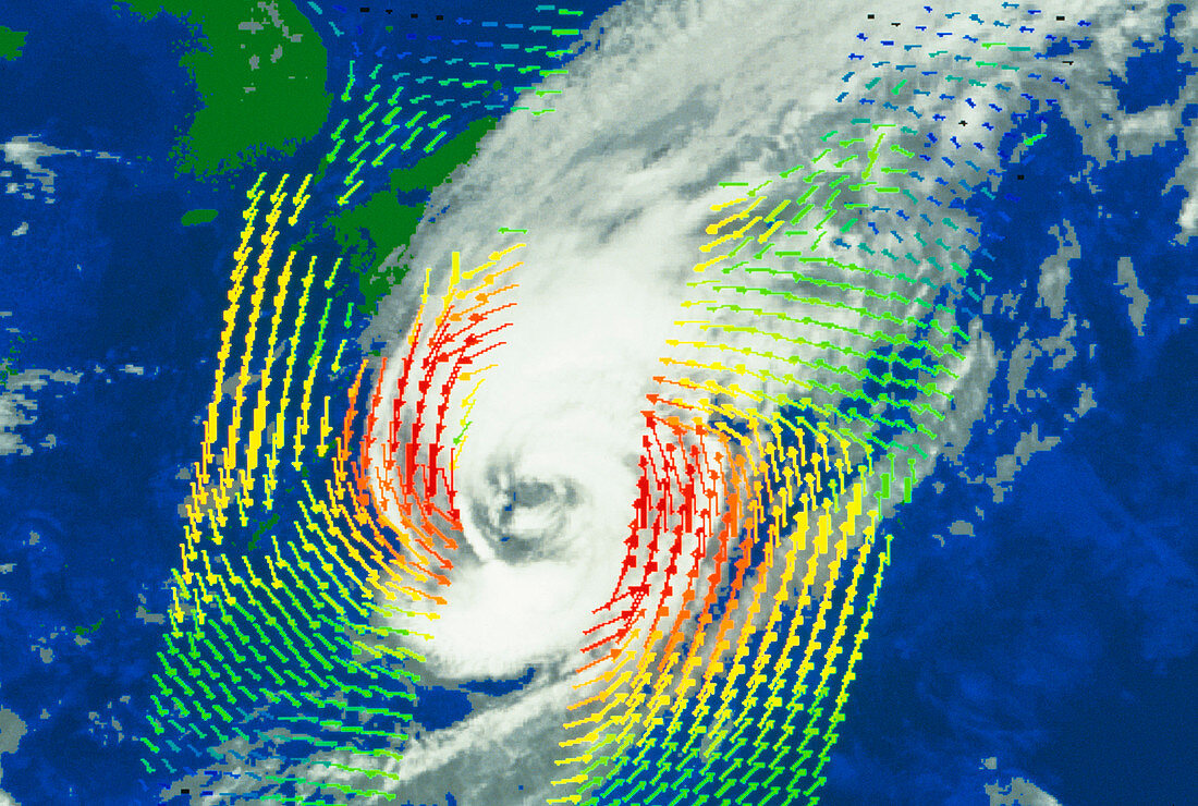NSCAT image showing typhoon Violet near Japan