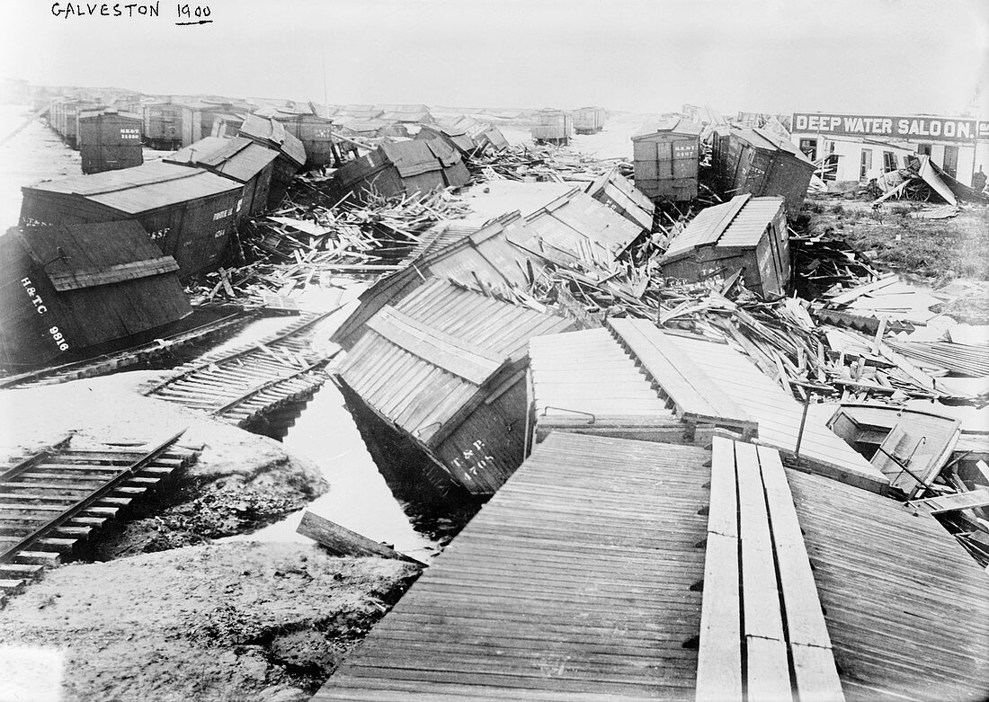 Hurricane damage,Galveston,USA,1900