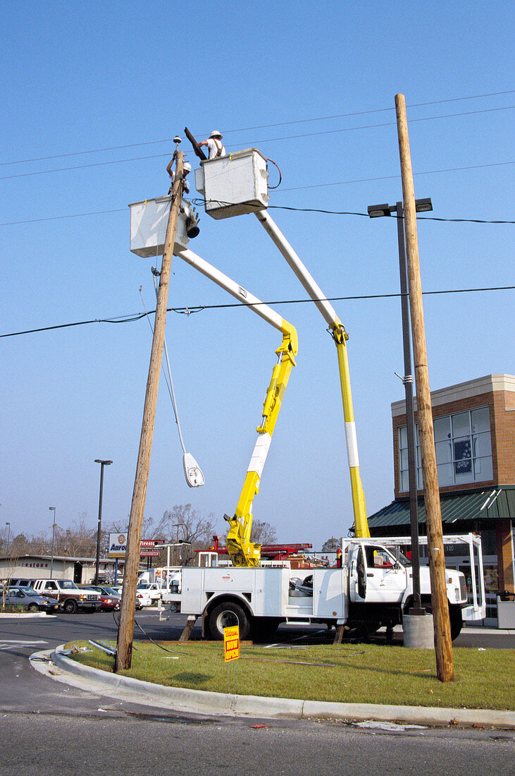 Repairing power lines after Katrina