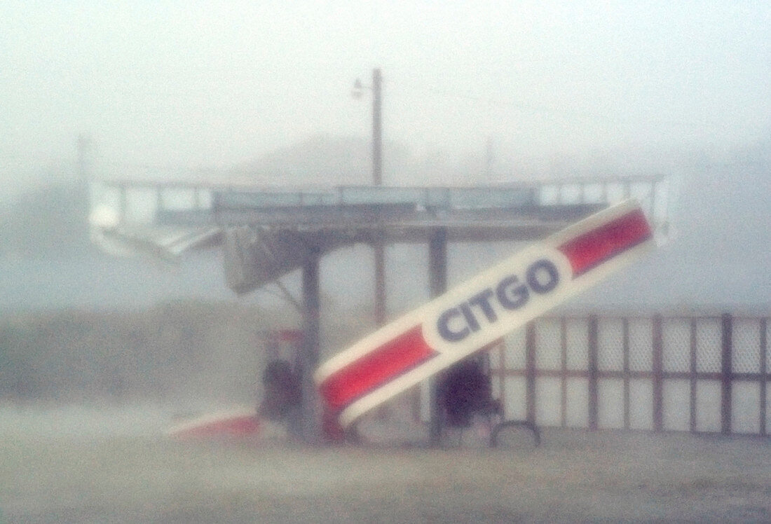 Petrol station during hurricane Isabel