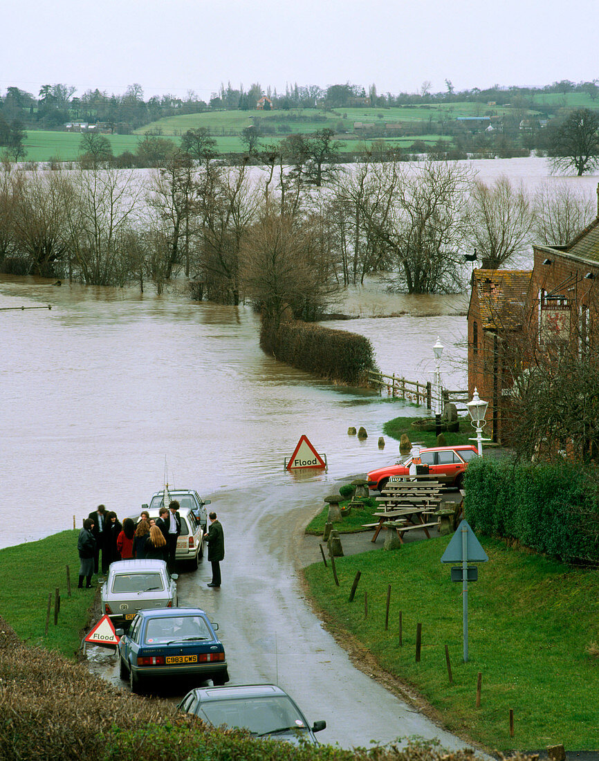 Flooded river Severn,near Norton,Gloucestershire