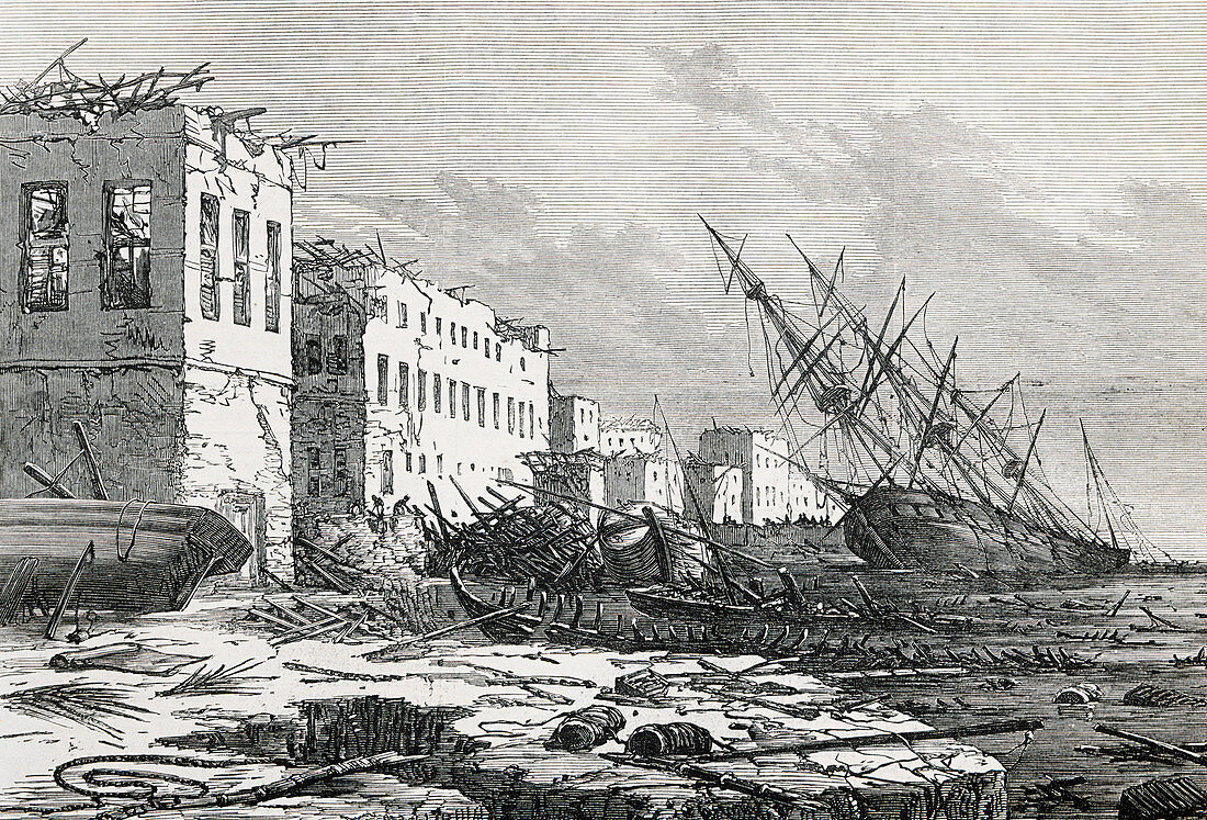 Cyclone damage on Zanzibar,1872