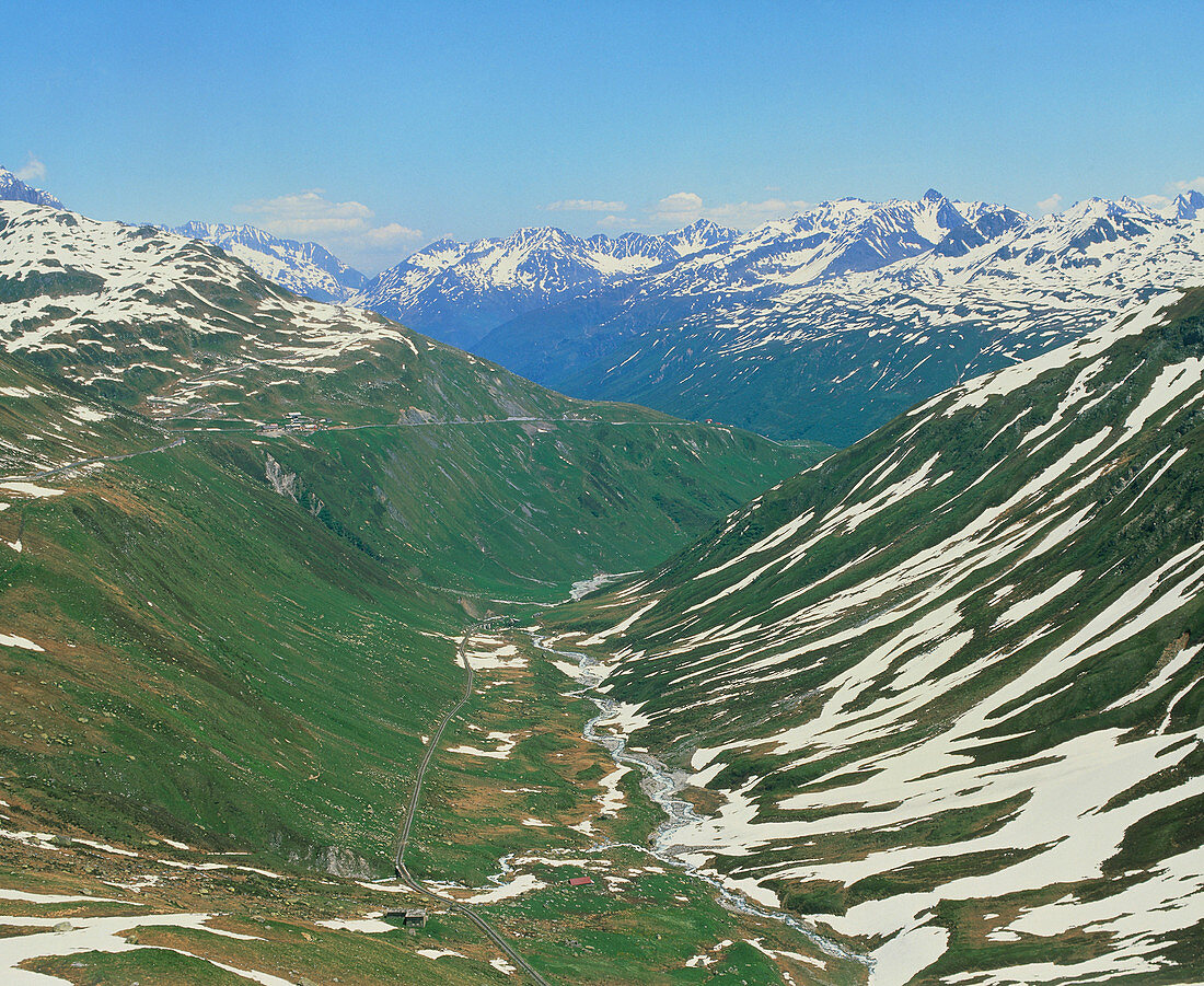 Garschen glaciated valley with Furkaruess river