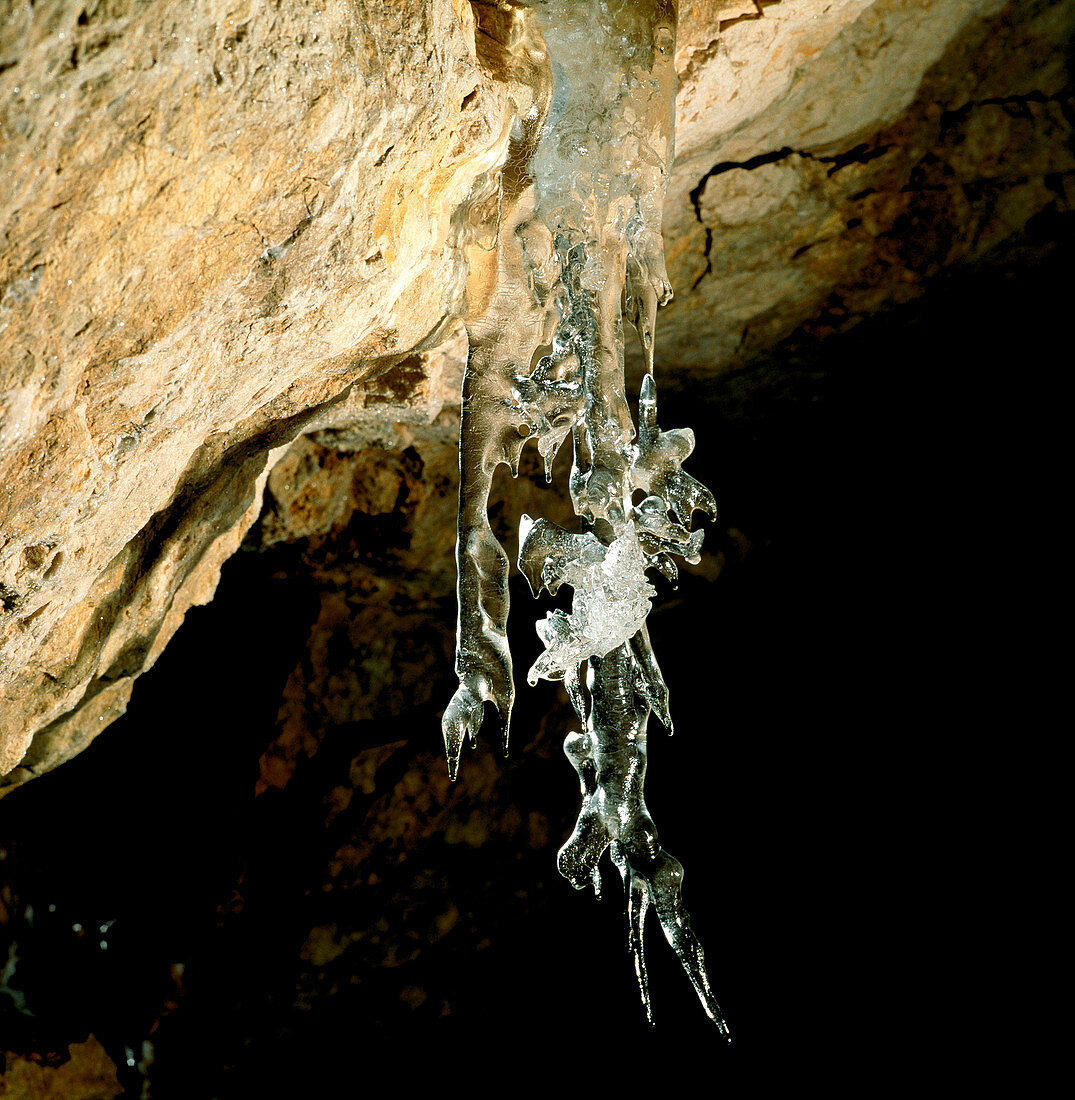 Icicle in a cave