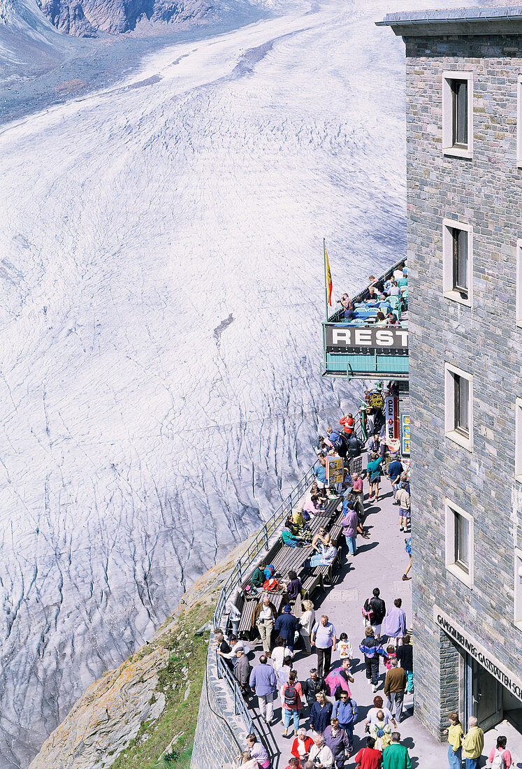 Tourists viewing a glacier