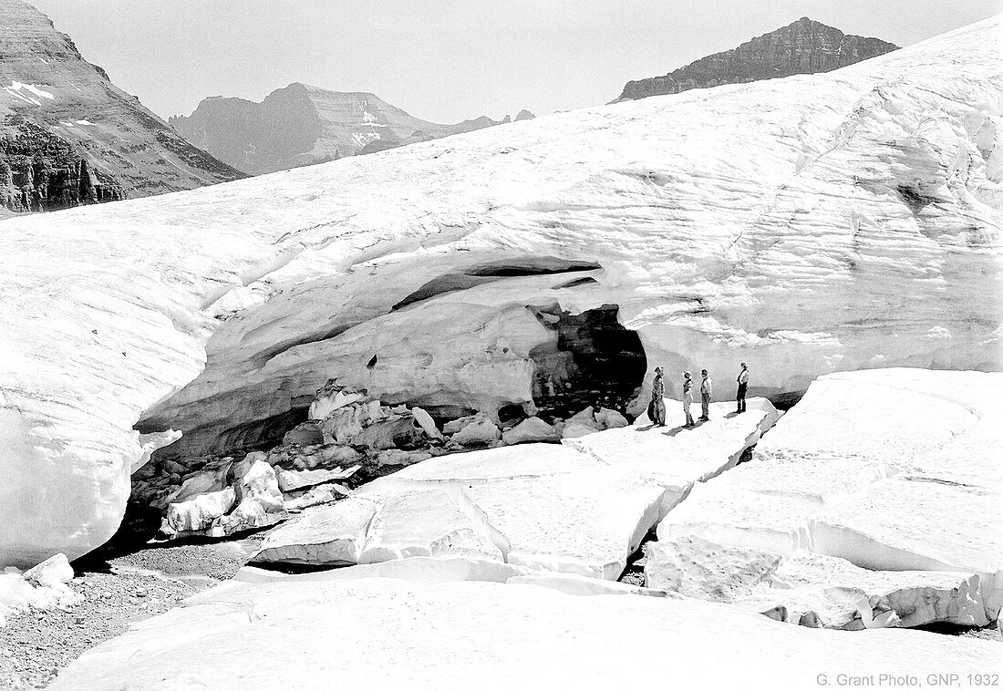 Boulder Glacier ice cave in 1932