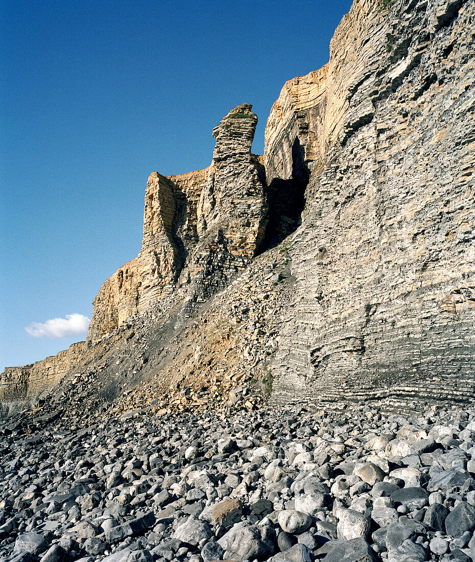 Eroded liassic limestone cliffs,Wales
