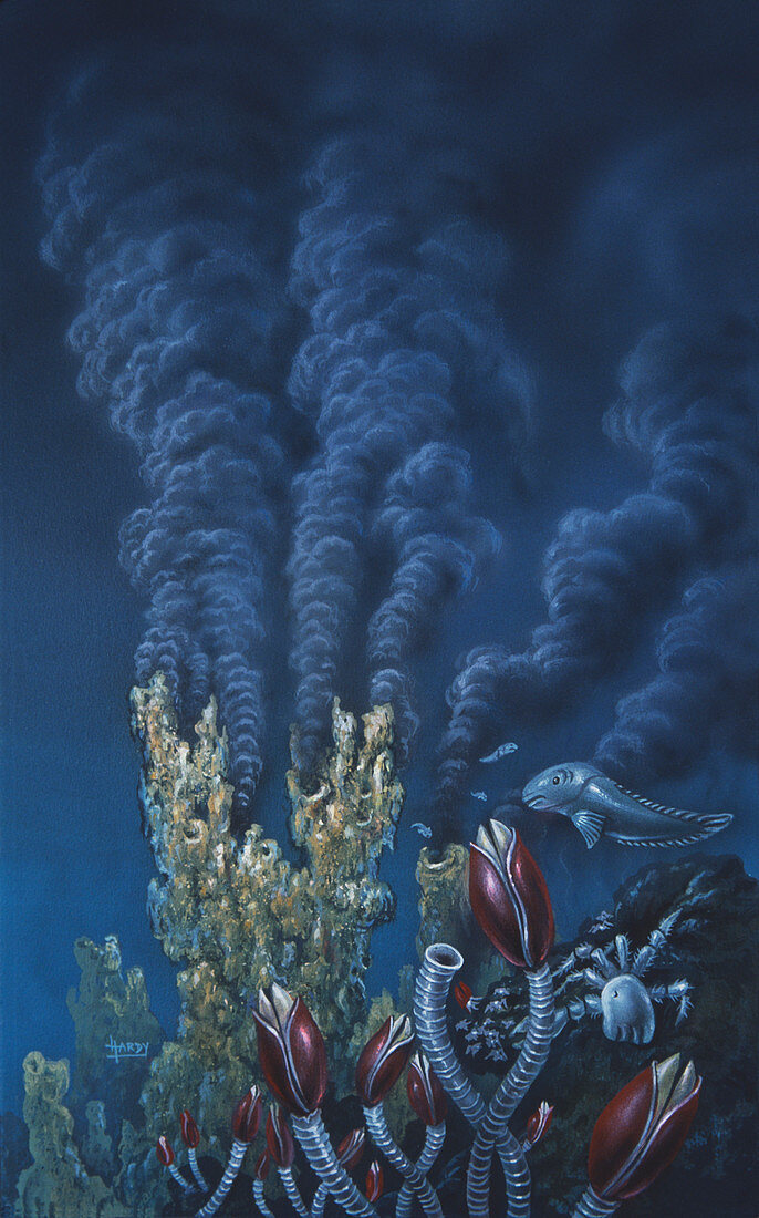 Artwork of a black smoker hydrothermal vent