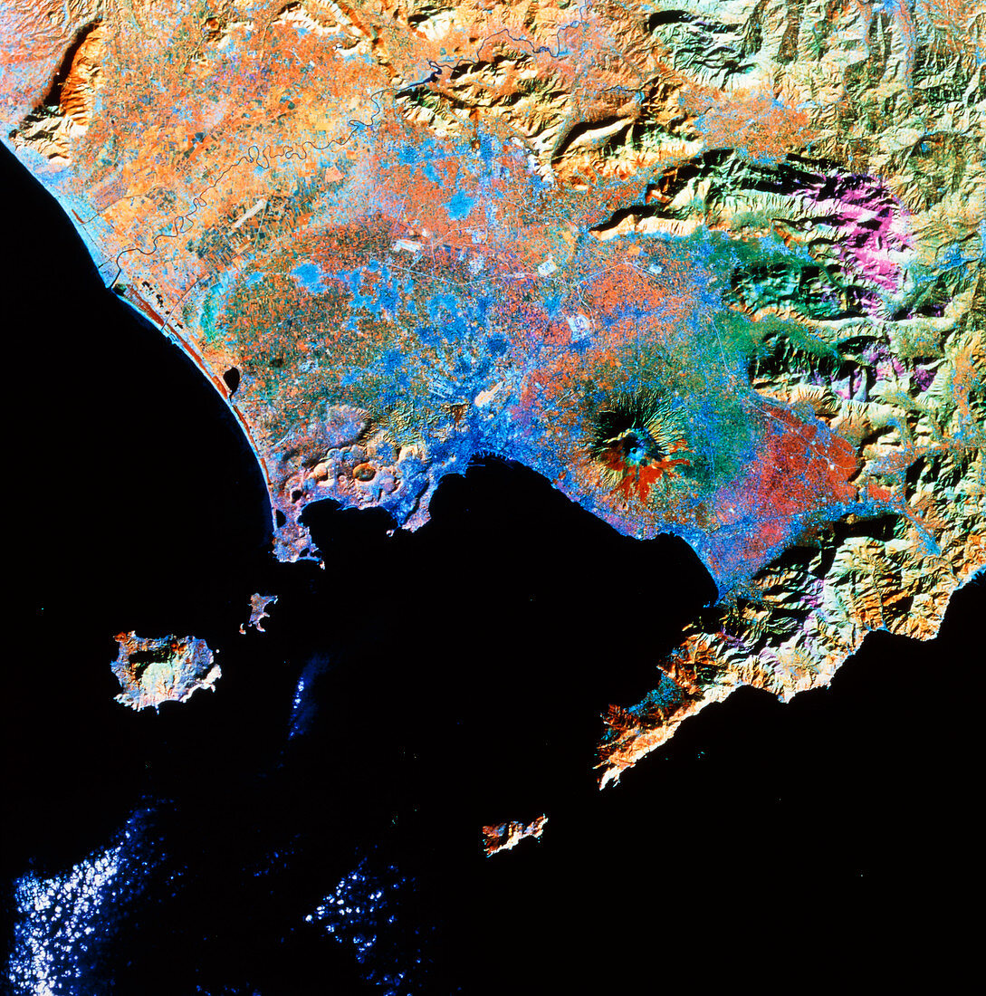 Vesuvius & Naples seen from space,Landsat 4 TM