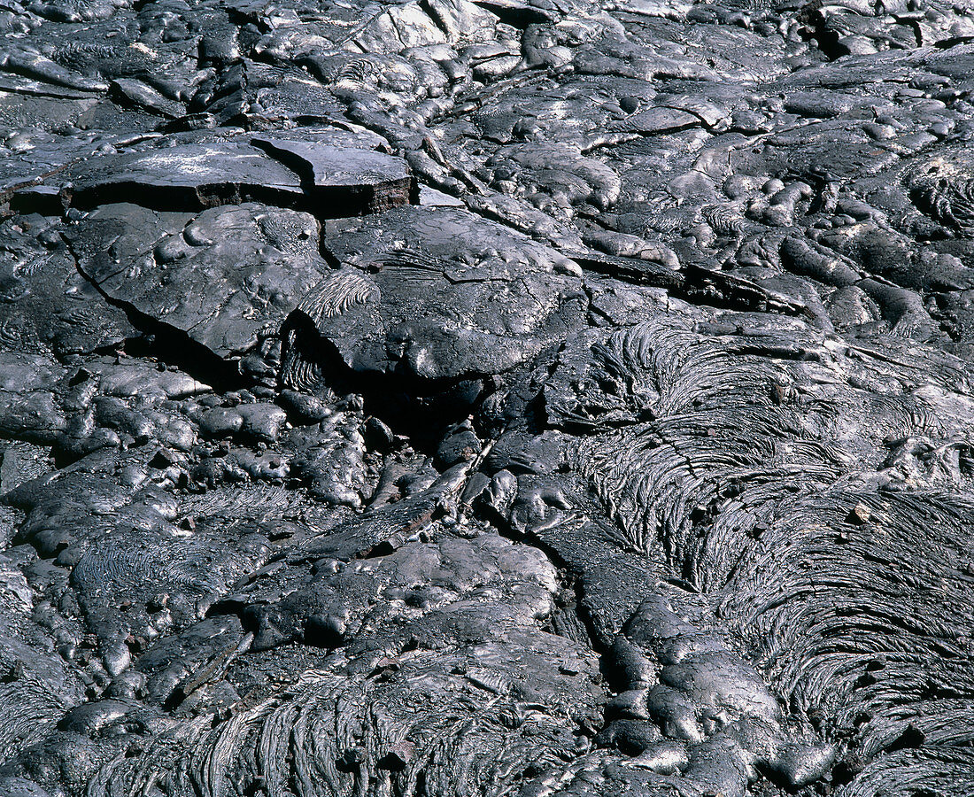 Pahoehoe volcanic lava folds on Hawaii