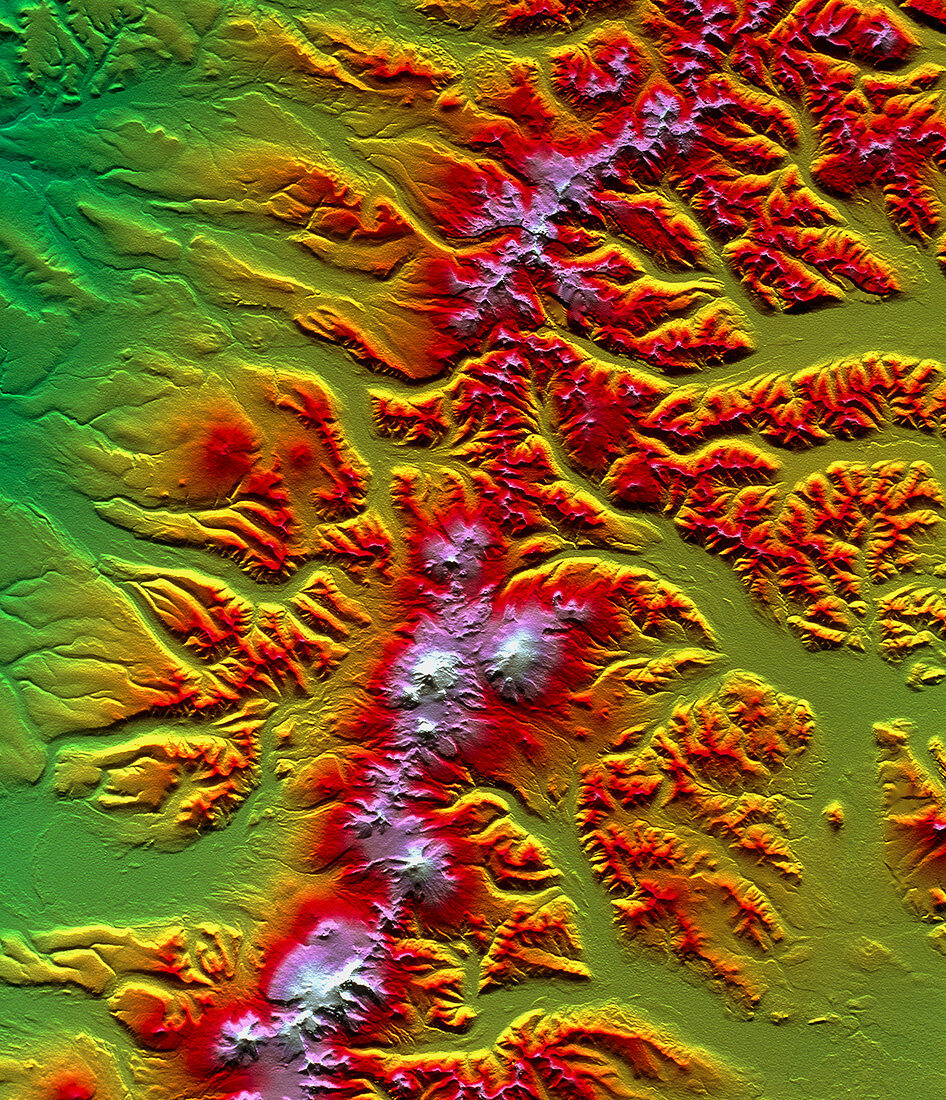 Sredinnyy Khrebet volcanoes,radar image