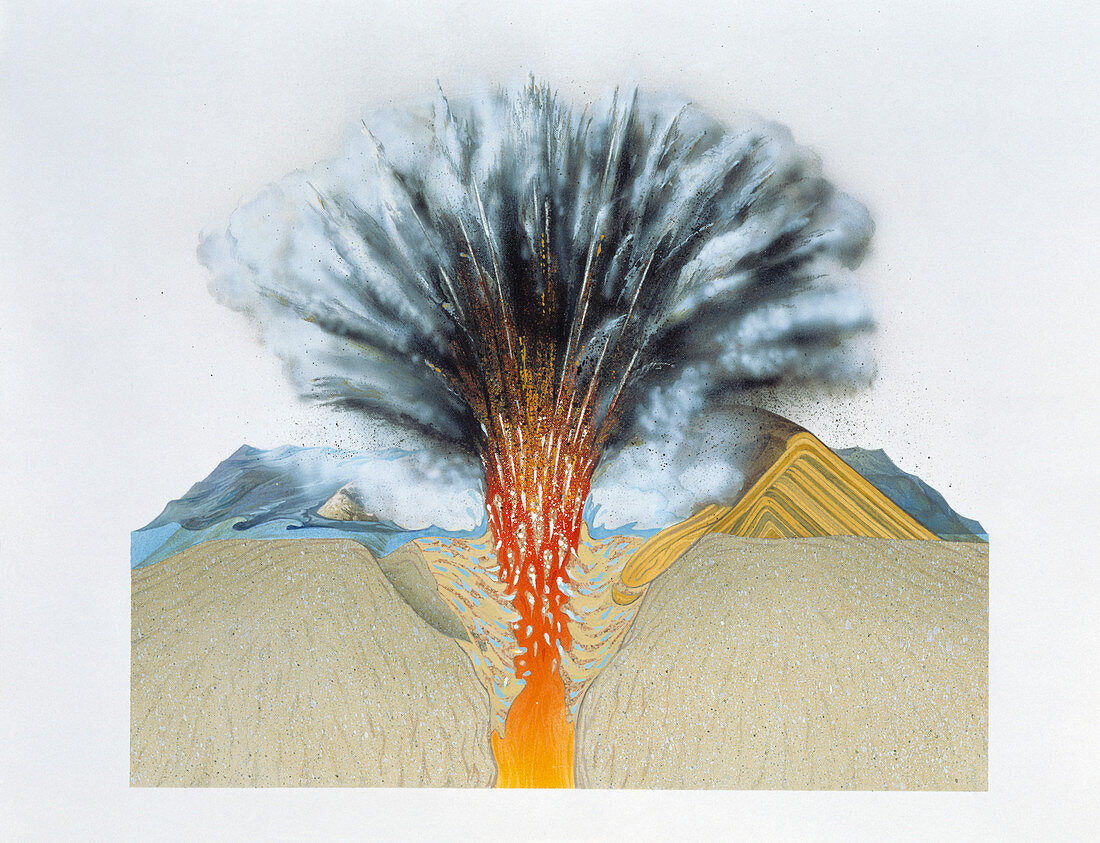 Surtseyan volcanic eruption
