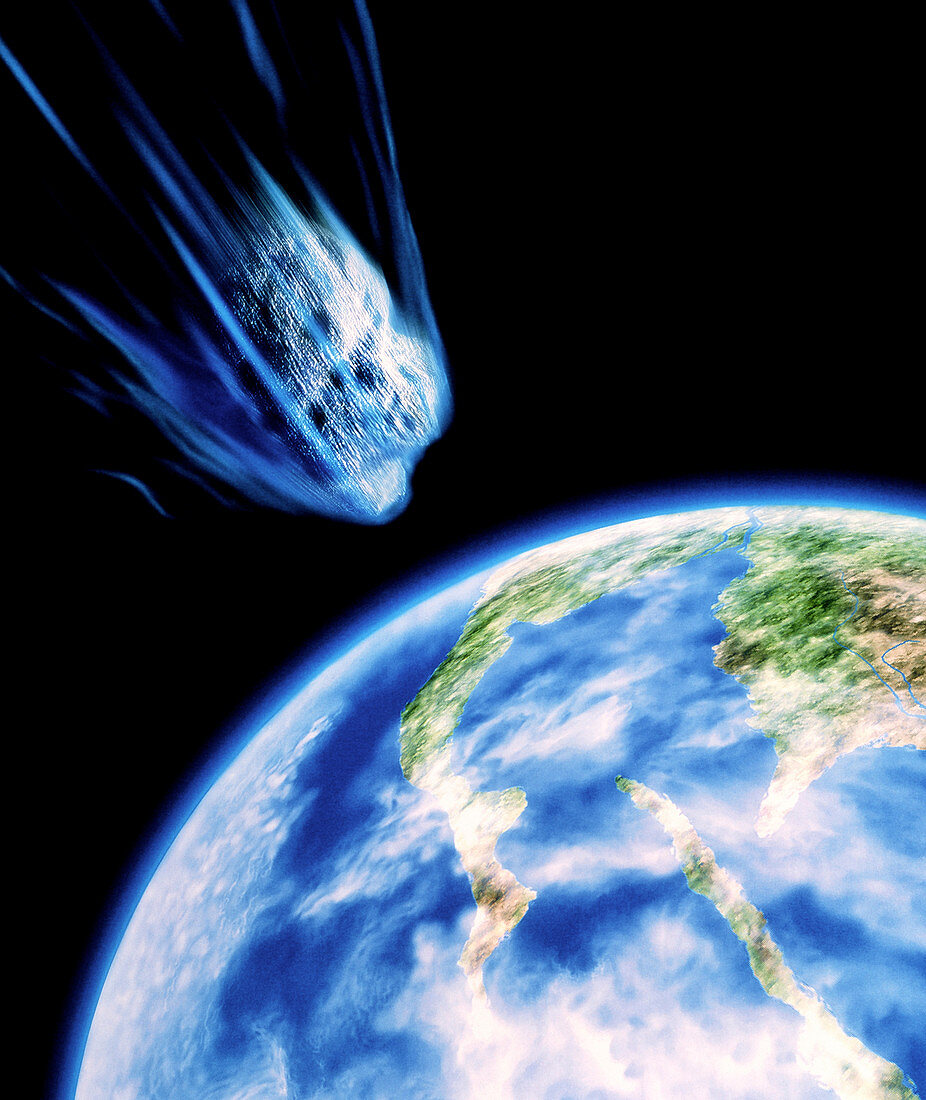 Artwork of K/T asteroid approaching Earth