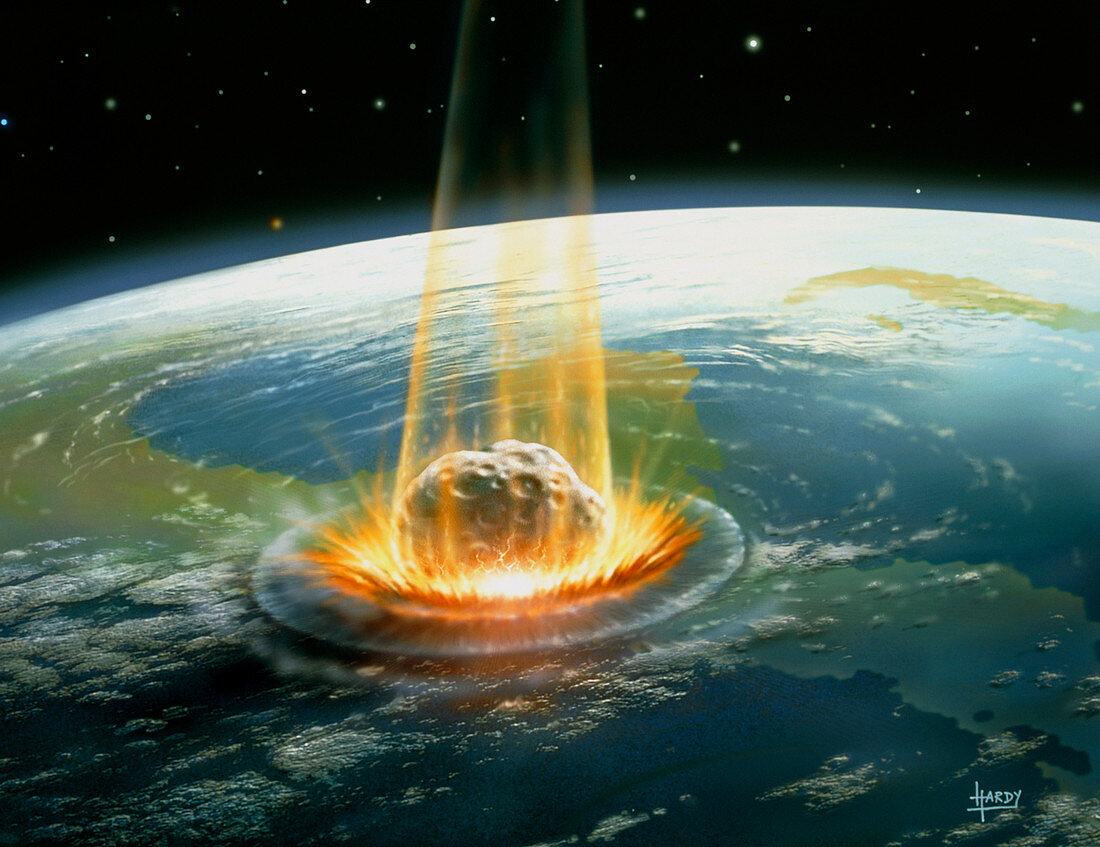 Artwork of the Chicxulub asteroid impact