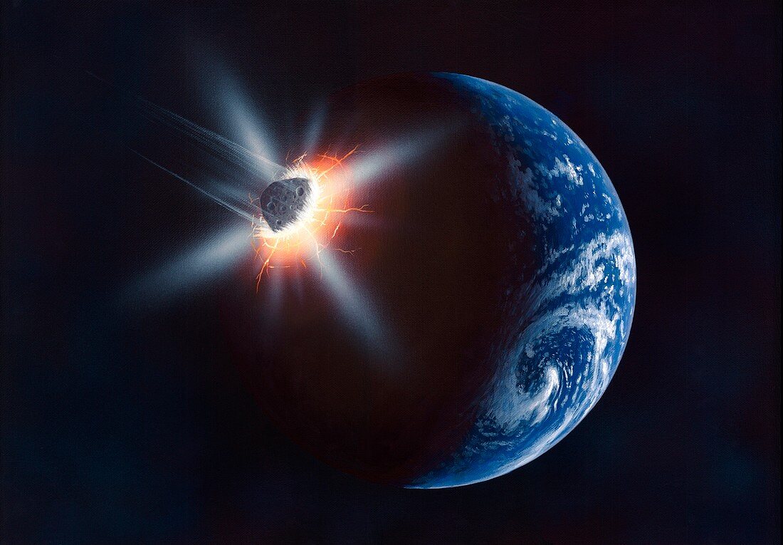 Asteroid impacting the Earth,artwork