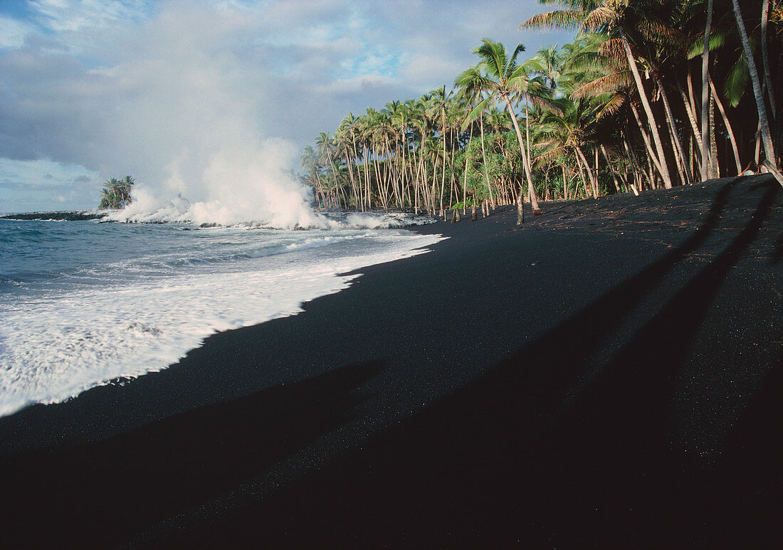 Lava flow on Kaima beach,Hawaii
