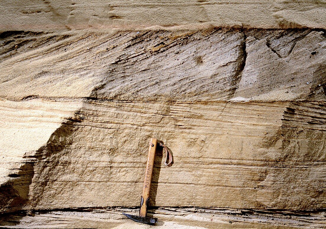 Cross-bedded sand layers