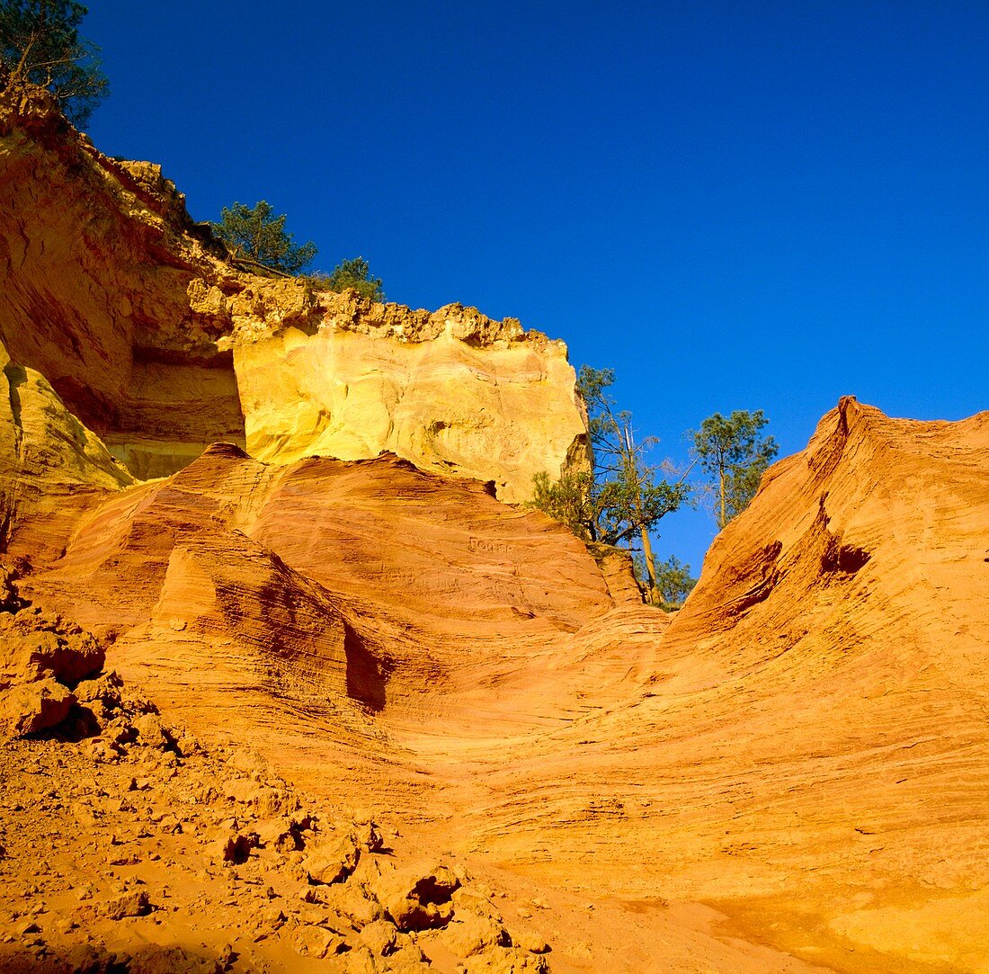 Exposed sandstone ochre formation,France