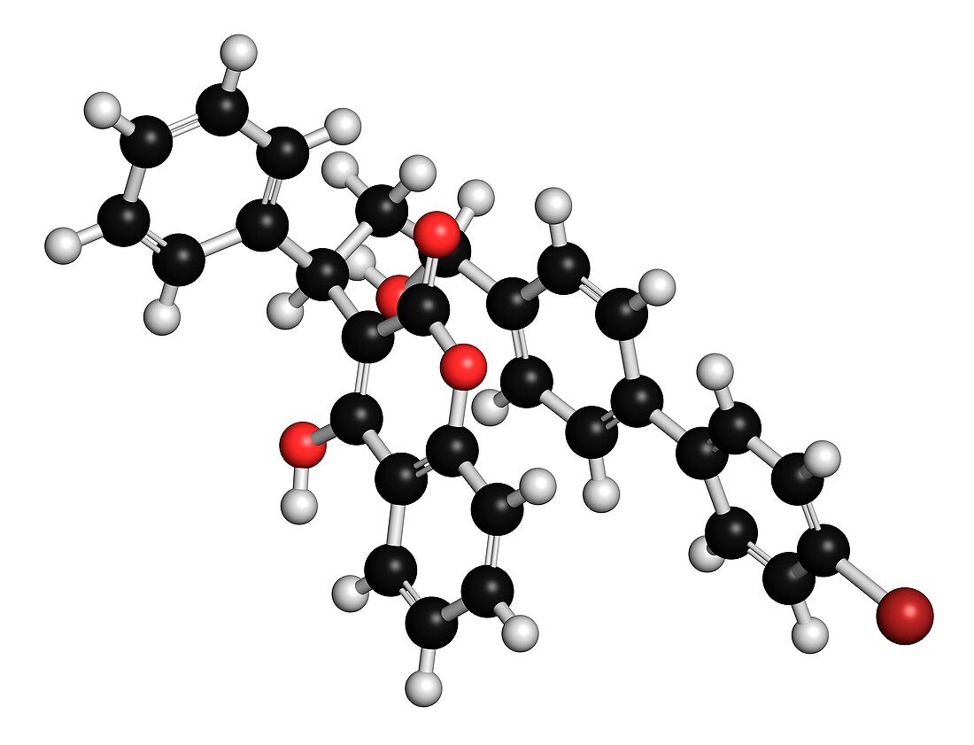 Bromadiolone molecule,illustration