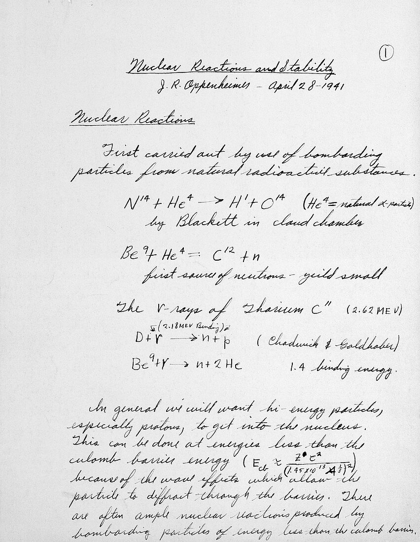 J. Robert Oppenheimer's Equations
