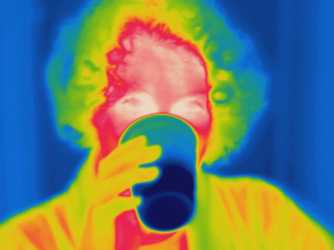 Thermogram of a woman drinking cold water