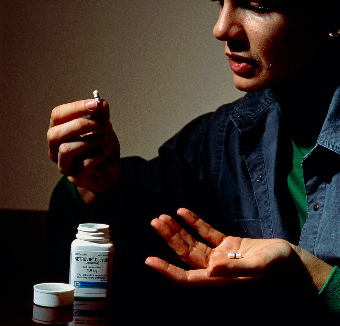 AIDS patient taking capsule containing AZT