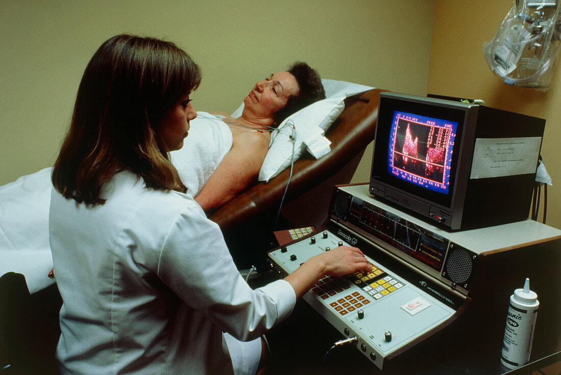 Patient undergoing echocardiography