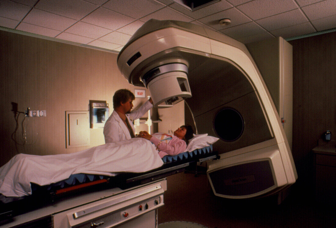 Woman about to undergo radiotherapy