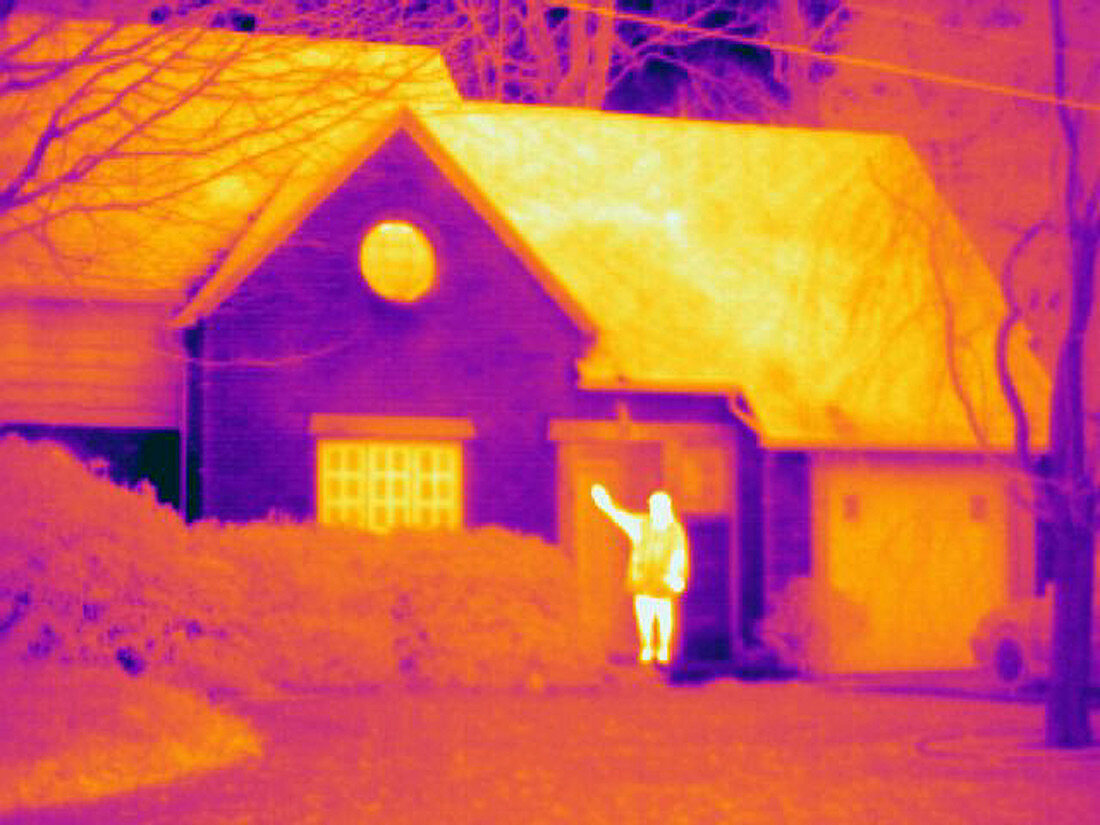 A thermogram of a man waving outside
