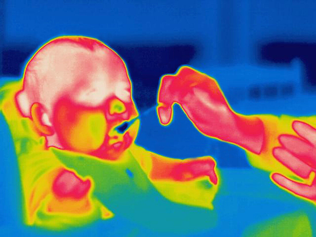 A thermogram of feeding a baby