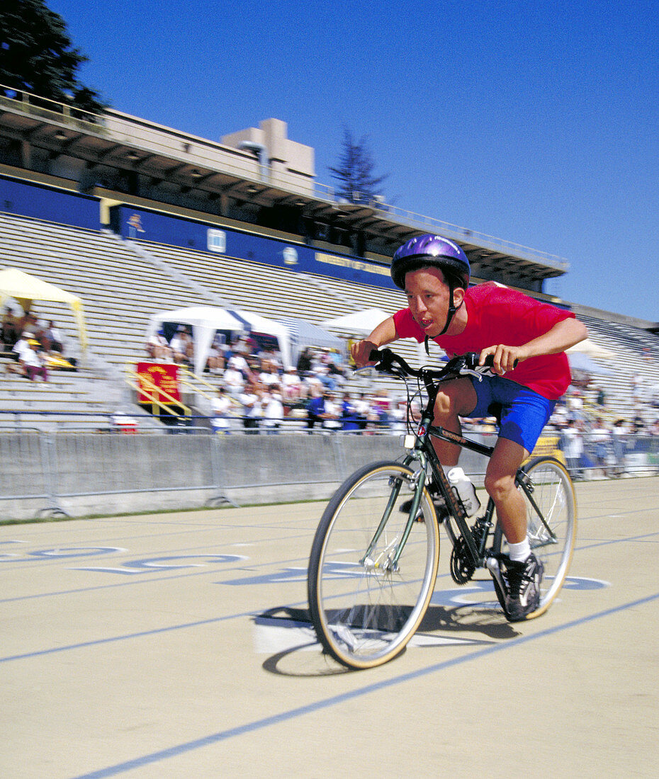 Special Olympics bicycle race competitor