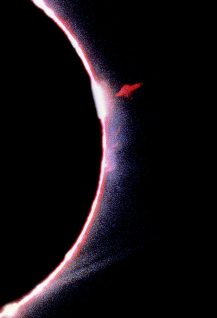 Solar eclipse showing Bailey's Beads & prominence
