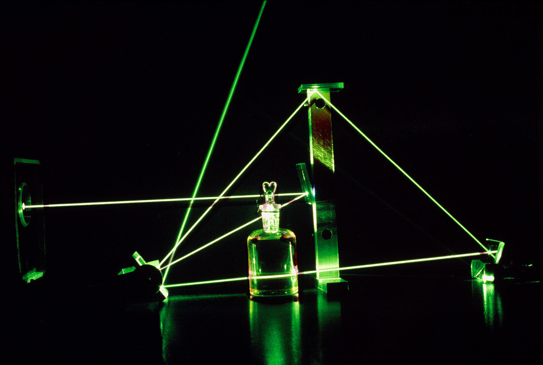 Mirrors reflecting the beam of an argon ion laser