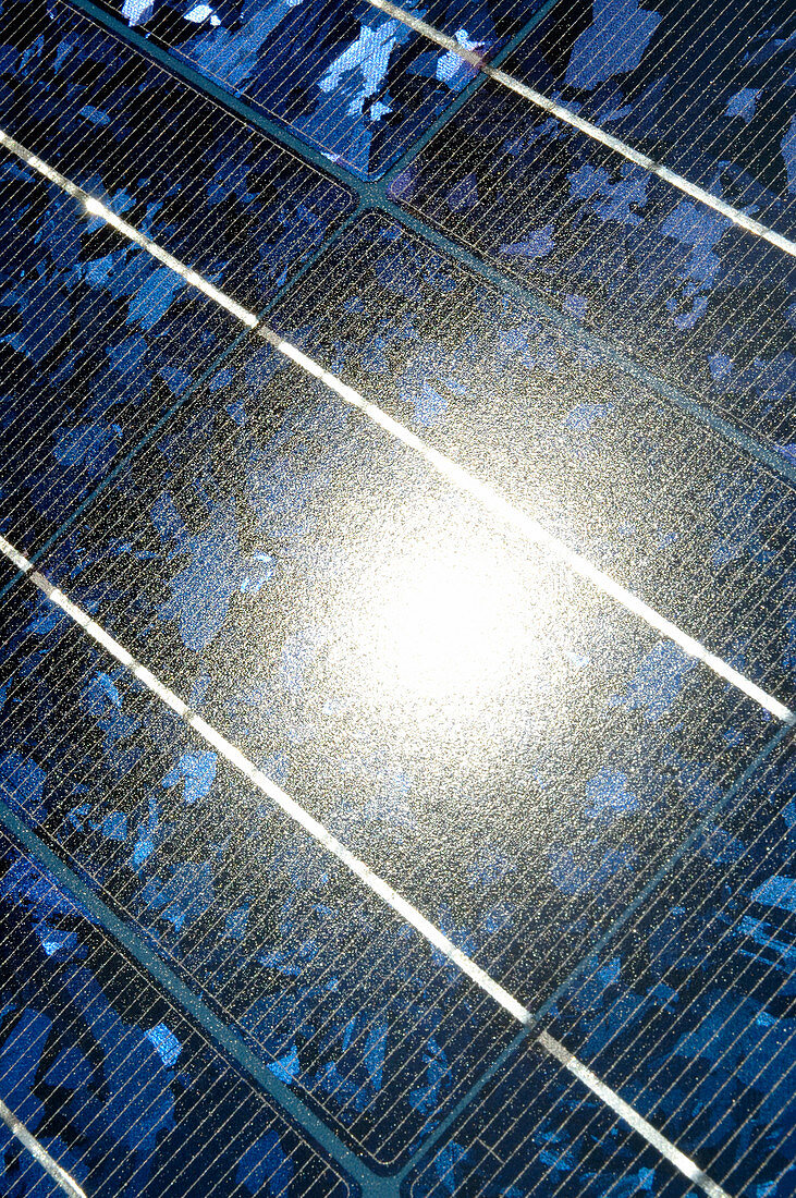 Sunlight reflected in a solar panel