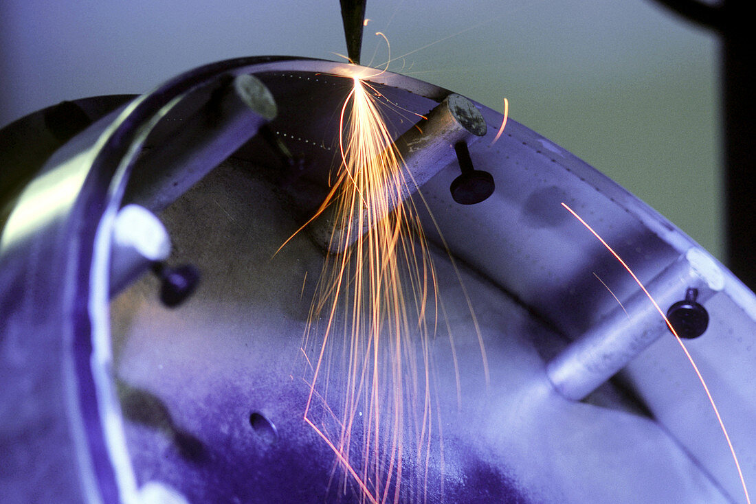 Laser cutting jet engine part