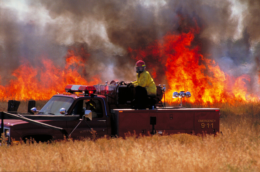 Fireman at brush fire